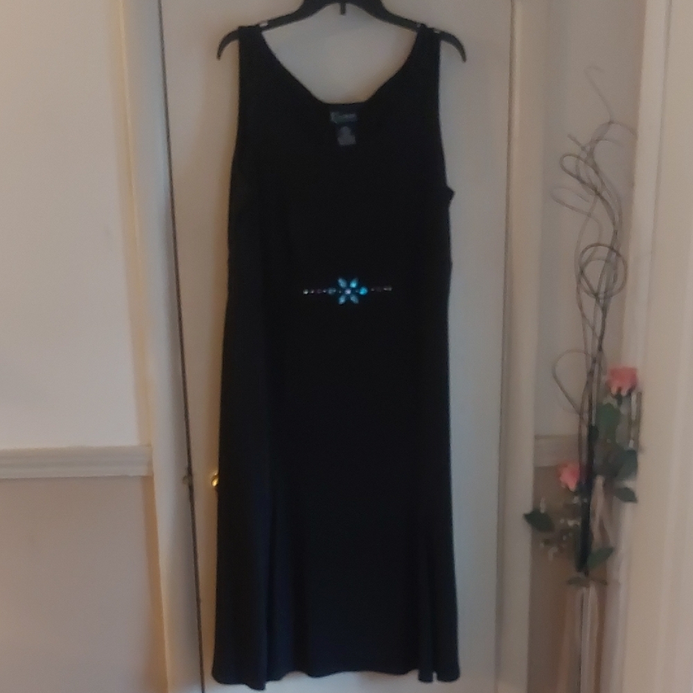 K Woman Collection Black Sleeveless Rhinestone Embellished Dress Sz 20W